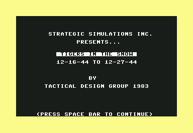 The Battle Of The Bulge: Tigers In The Snow screenshot 2 for Commodore 64